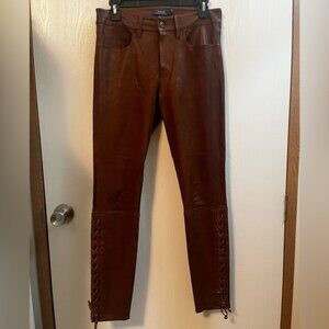 Polo Ralph Lauren Cognac Lambskin Western Leather Lace-Up Ankle Size 6